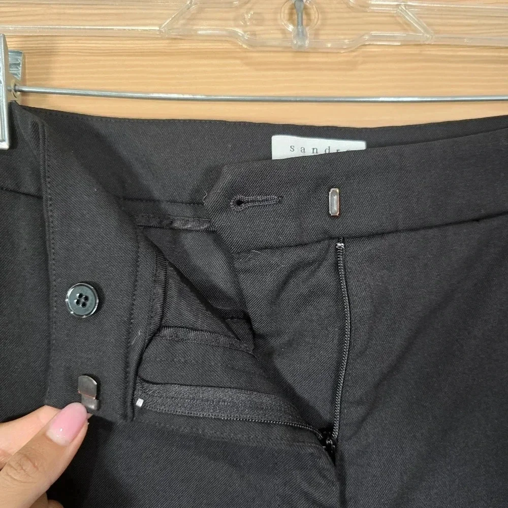 Sandro Paris‎ Womens Wool Blend Trouser Straight Leg Pants Black Size FR 36 US 6
